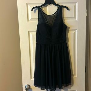 Black Mesh-overlay Cocktail Dress